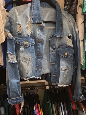 Distressed Light Blue Denim Jacket